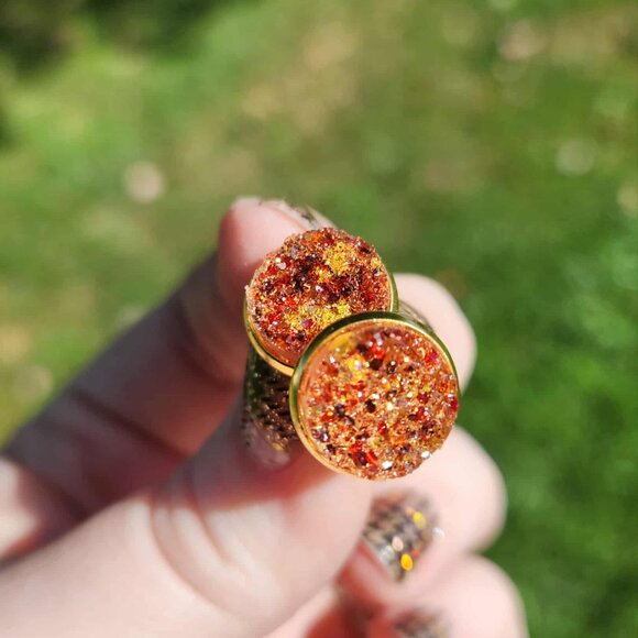 ✨ Handmade Resin Druzy Earrings – Autumn Sparkle ✨ - Picture 7 of 9